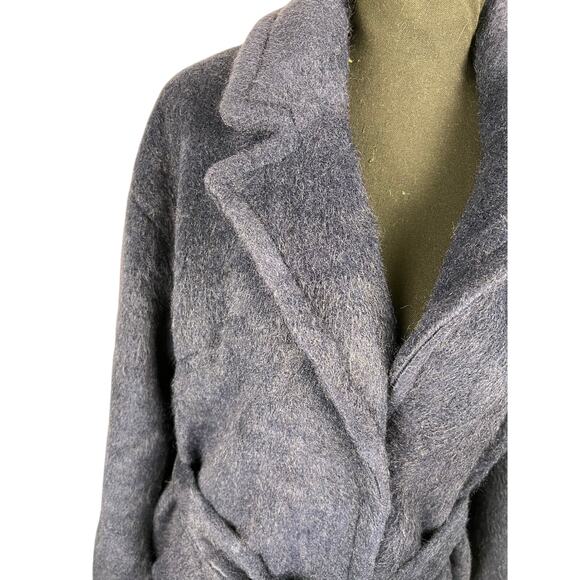 QVC Isaac Mizrahi Wrap Long Coat w/ Notched Collar & Pockets NAVY NWOT SIZE J - Picture 4 of 8